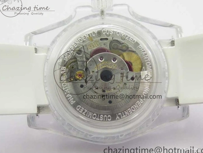 0128 Submariner Phantomlab Transparent KZF Best Edition Blue Fruit Dial on White Rubber Strap VR Classic 2563